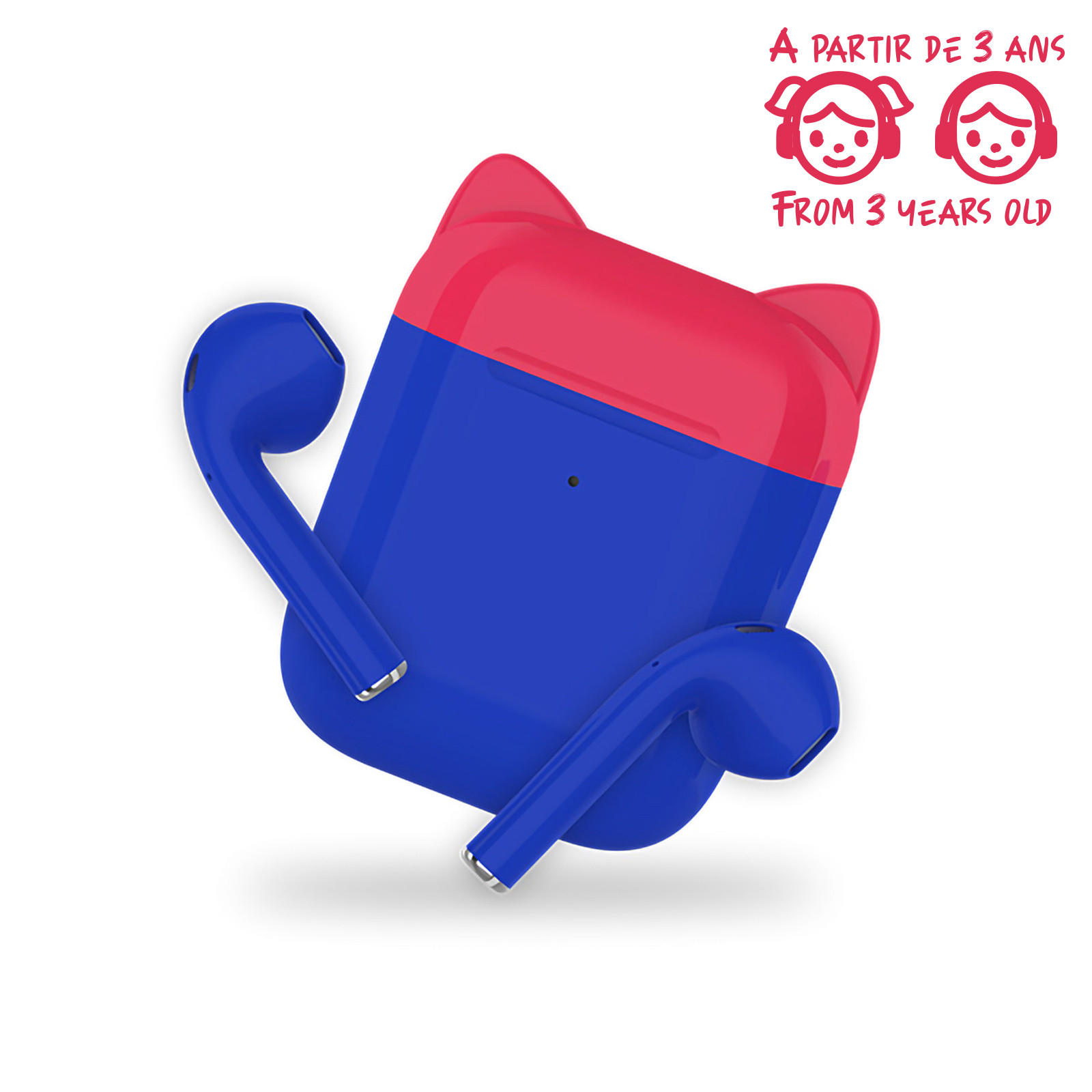 Ecouteurs sans fil personnalisables Enfant SEITA Bleu et Rouge